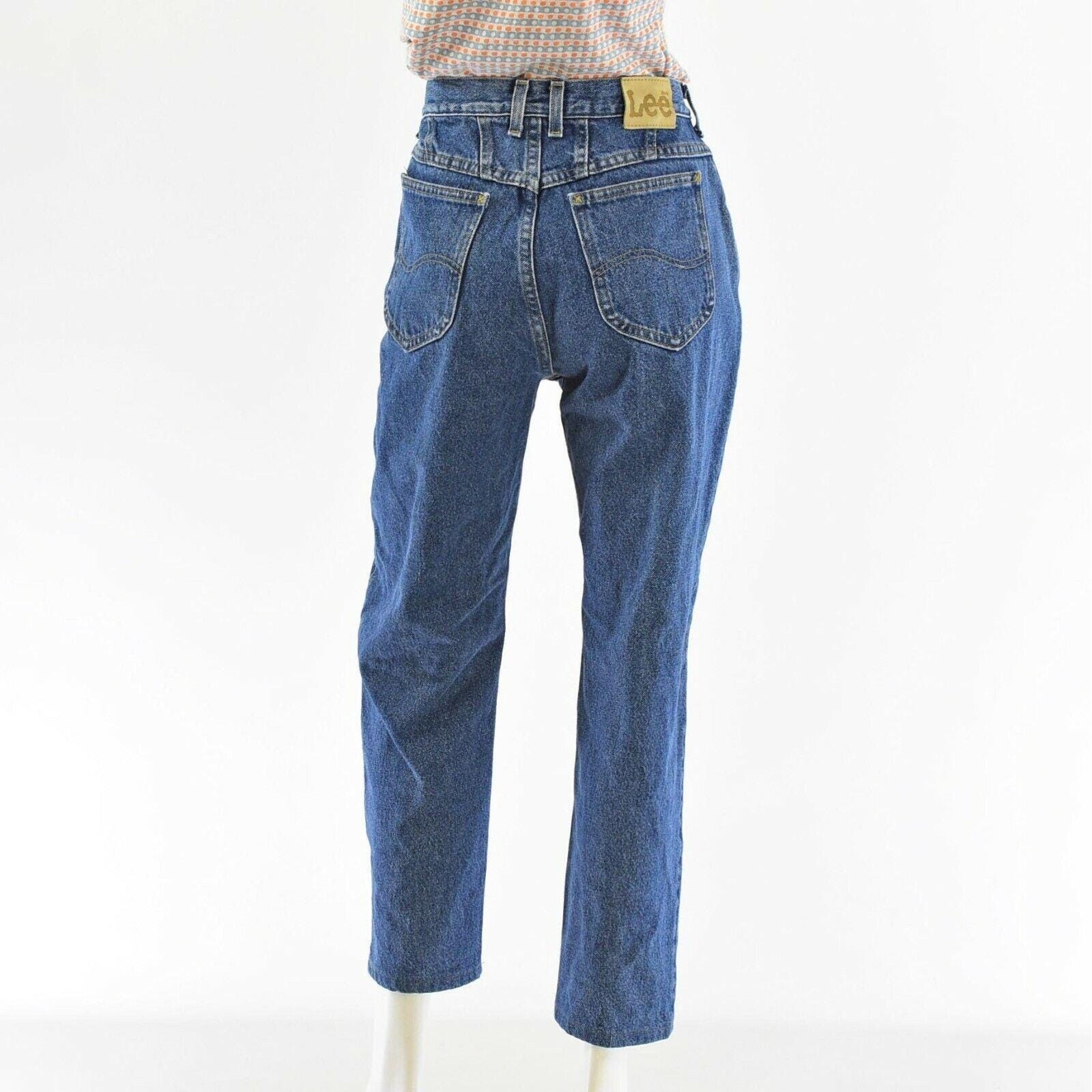 80s Vintage Lee Acid Wash High Waist Yoked Tapered Leg Jeans Womens 14 Mom Jeans