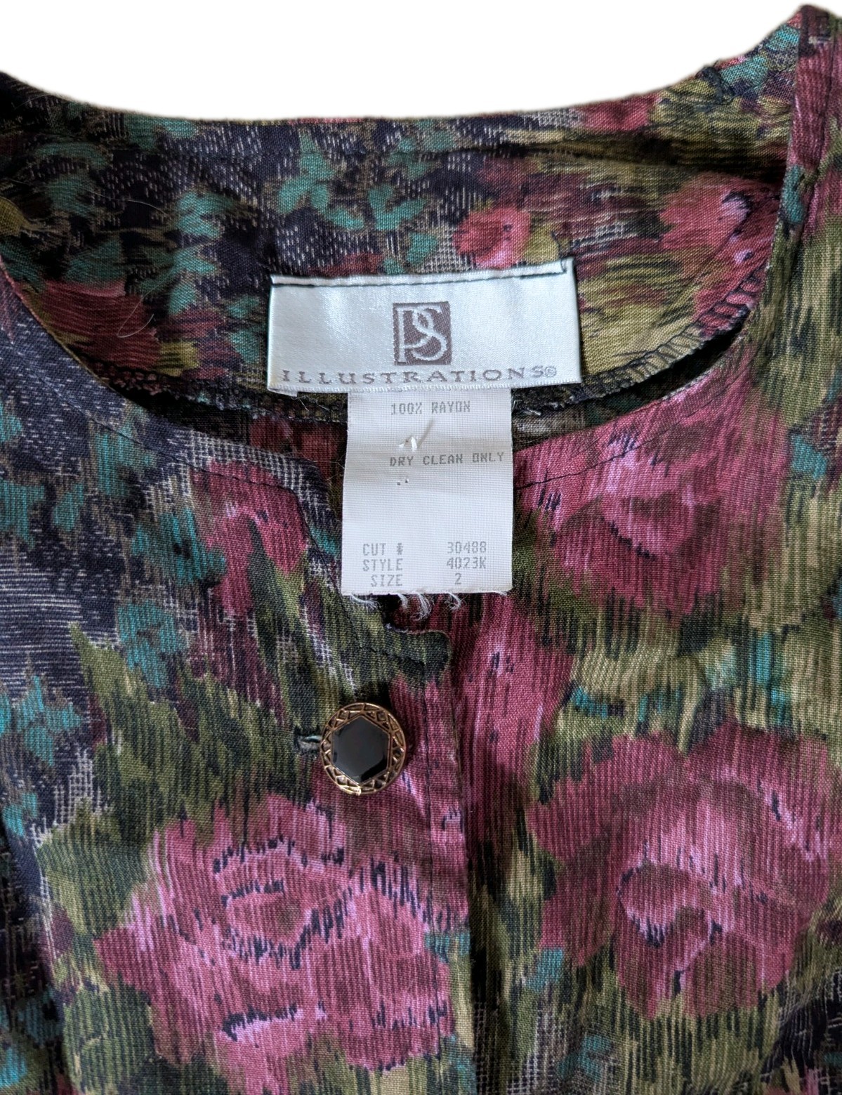 Vintage 80s Floral Button Down Dress W/ Puff Sleeves And Bow On Back Size 2
