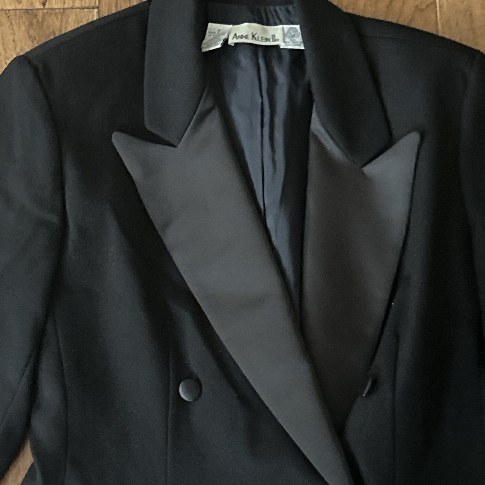 Vintage Women’s Anne Klein II Black Double Breasted Tuxedo Jacket Dress size 6