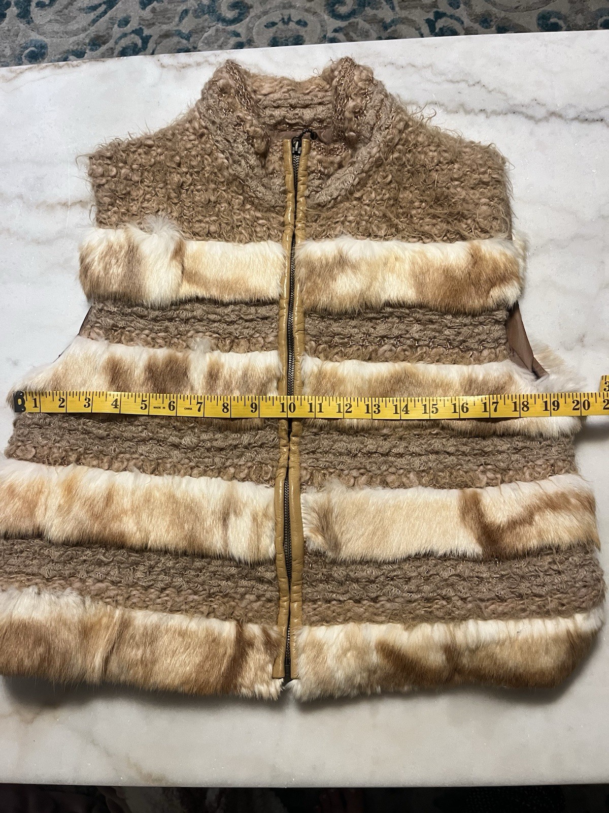 Vintage Made In Italy Vest Women Boho Luxury Faux Fur Wool Sz 10 (Eu 46) 60s-70s