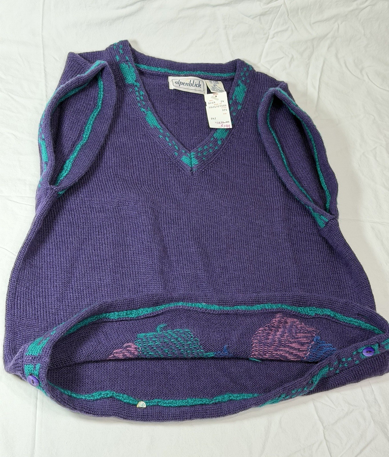 Vintage Alpenblick 100% wool Women’s Sweater Vest Purple NWT Size 38 US 6