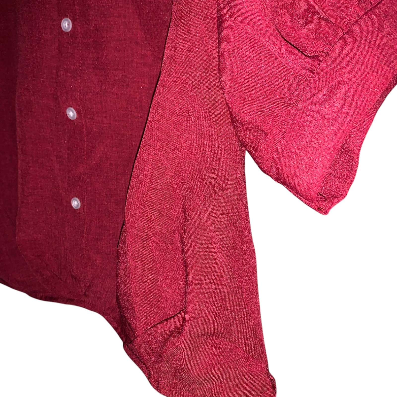 Vintage Ruby Red Button-Down Shirt Women’s Half Sleeve Structured Collar Size M