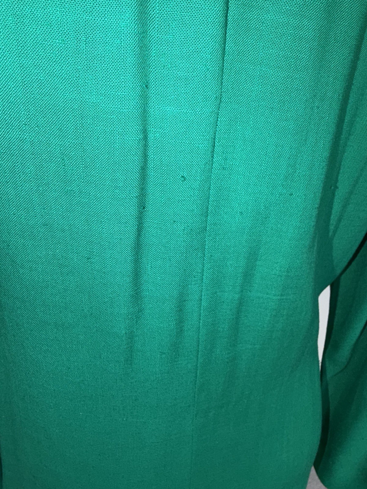VTG 80s Pauline Trigere Bergdorf Goodman Emerald Green Maxi Textured Shirt Dress