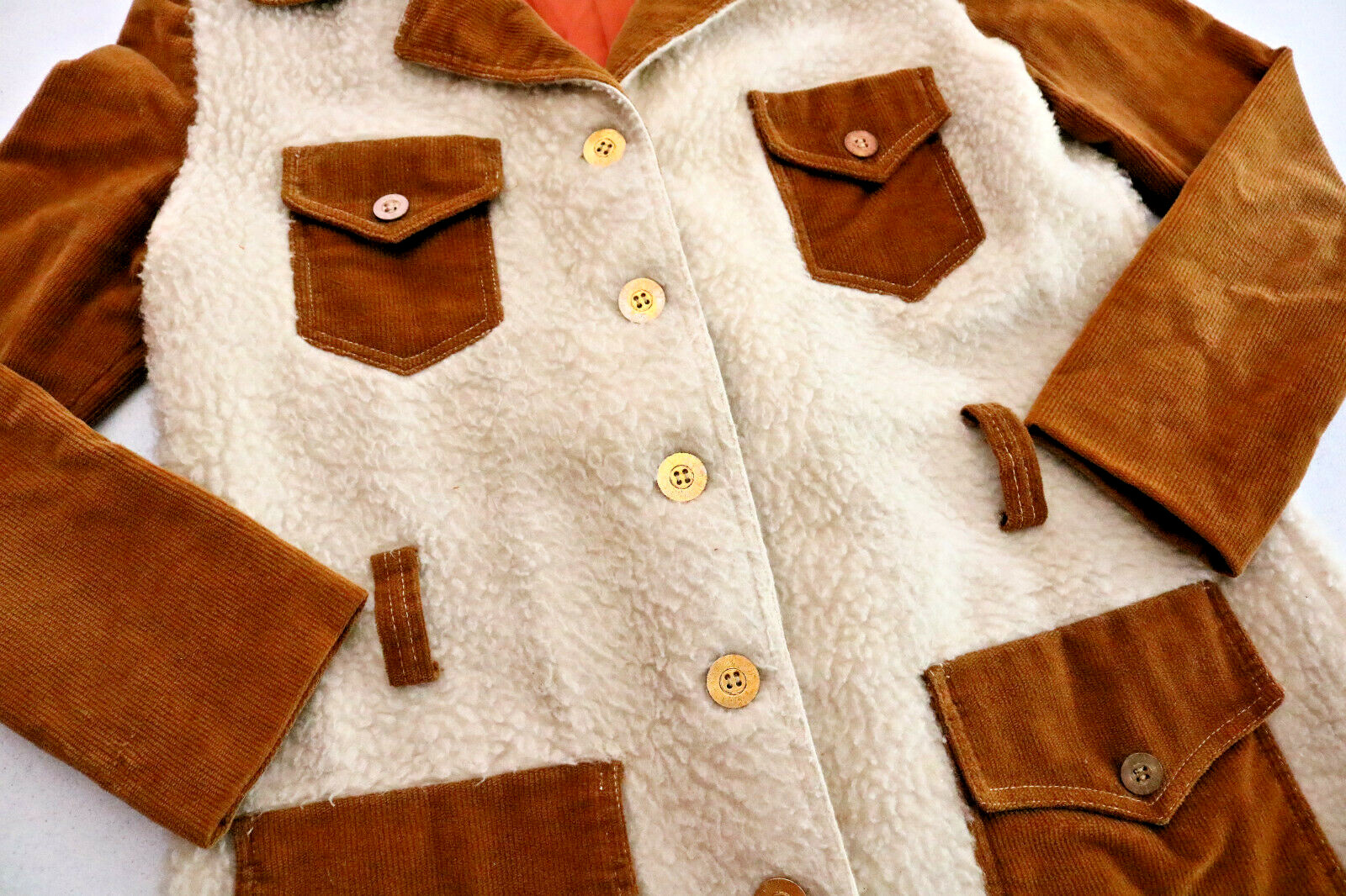 Vintage 1970s Bronson California Light Fuzzy Furry Jacket L / XL 40″ sz 13-14 LA