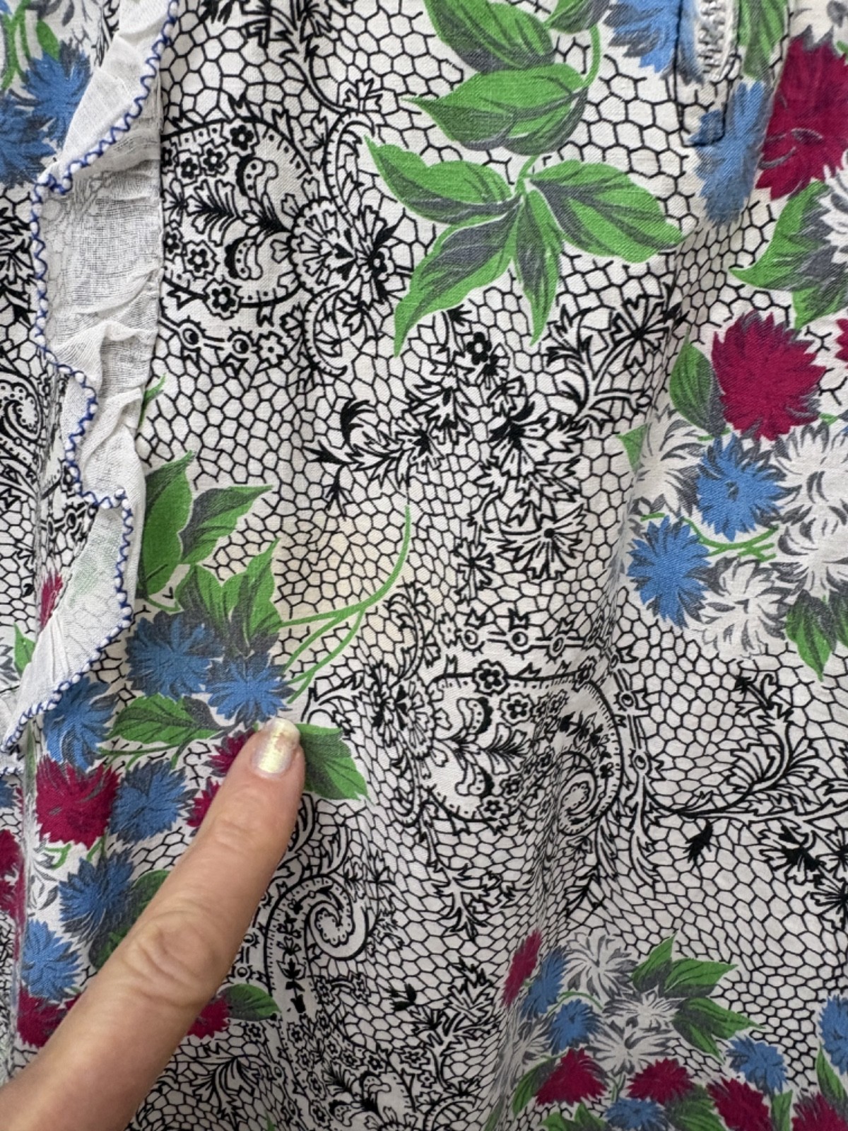 Vintage 40s 50s Zipper Day Dress Volup Novelty Cotton Pouf Sleeve Ruffle XL 2XL