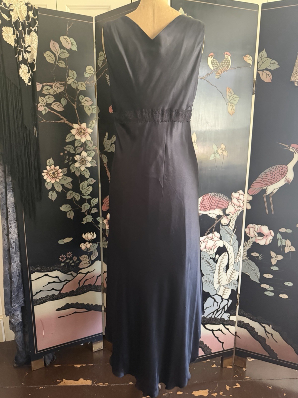 Vintage WDNY Black Silk Slip Dress Maxi Lined Wedding Cocktail Party Glam 6
