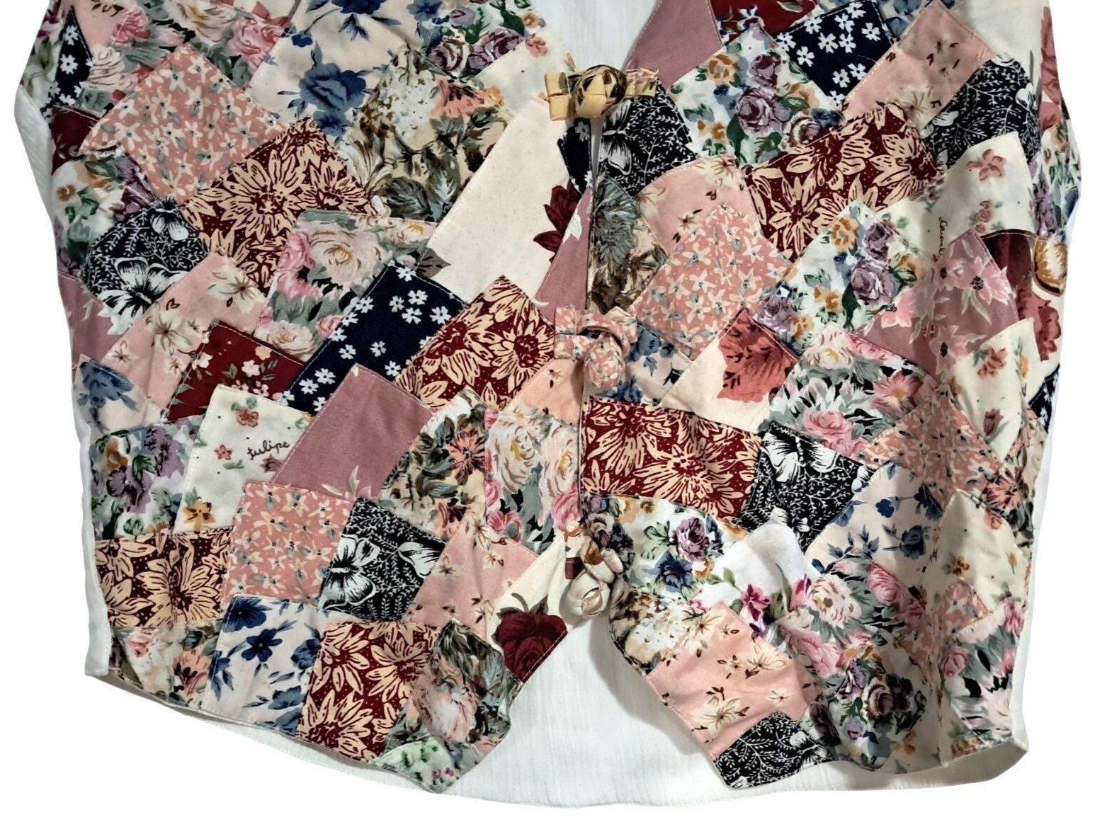 90’s Patchwork Floral Button Up Vest Soul Mates M Grannycore Cottagecore Boho Pr