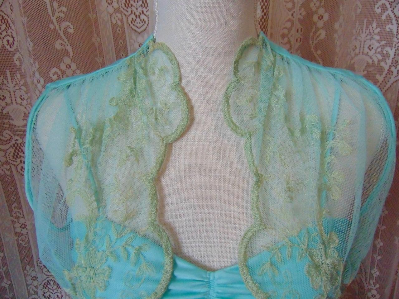Vtg 70s Maxi Dress Lacey Bolero Top ILGWU Union Label 32B XS