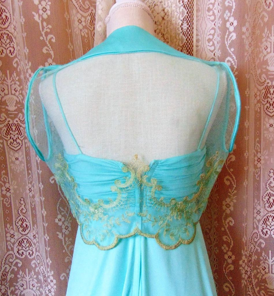 Vtg 70s Maxi Dress Lacey Bolero Top ILGWU Union Label 32B XS