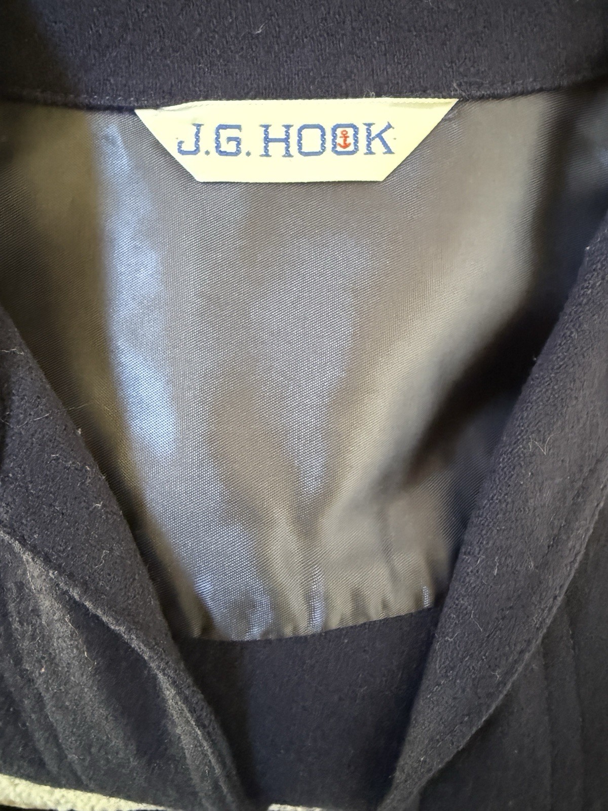 Vintage 80s JG Hook Classic Navy Popover/Overshirt/Tunic Sz 6 Epaulets, V-Neck