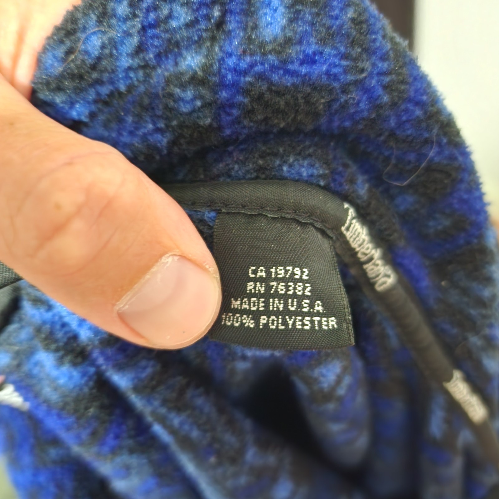 ​Vtg Timberland Performance Fleece Jacket Polartec Patterned Blue Geometric USA