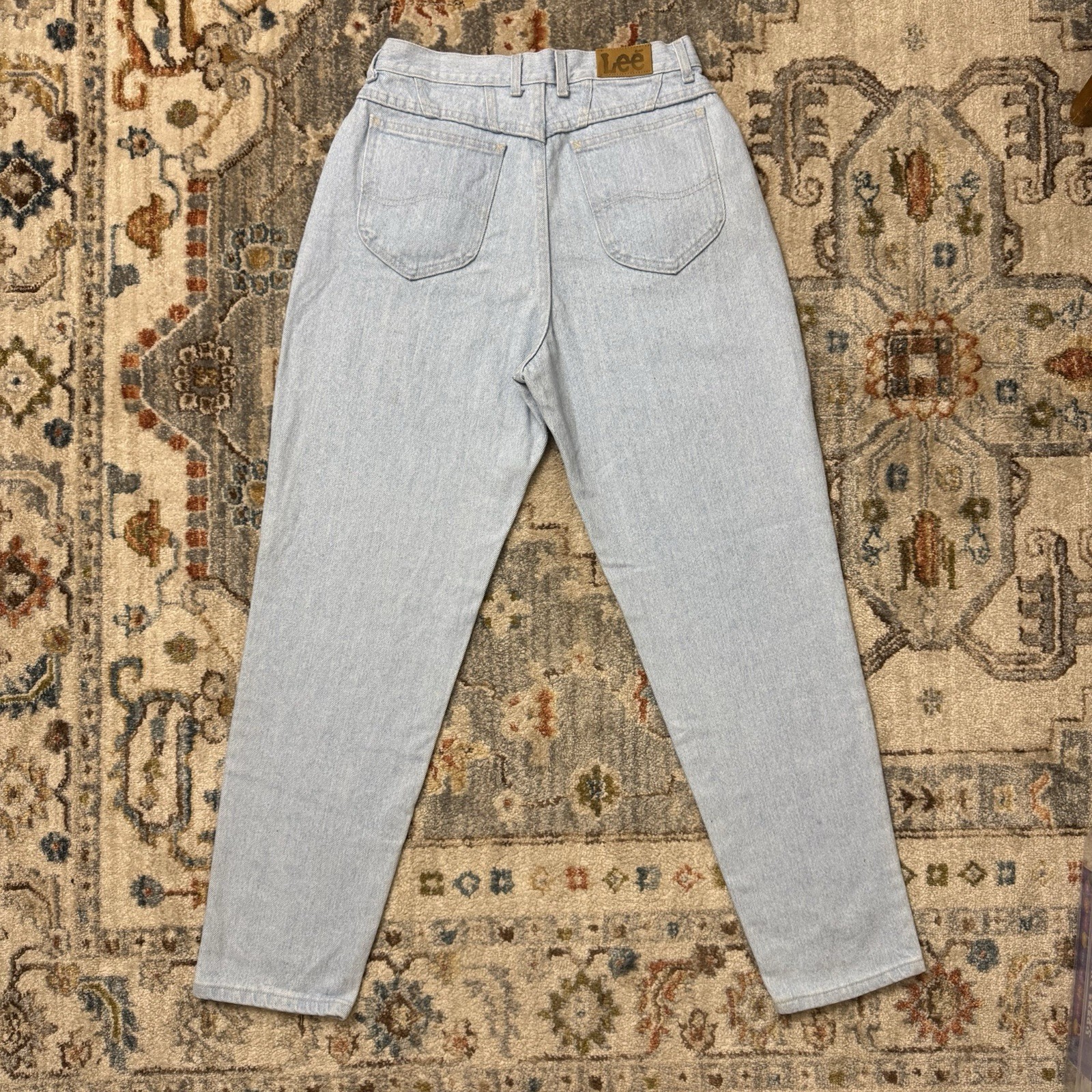 Vintage 70s Lee Mom Jeans 12 High Waist Tapered Light Wash USA Made 29×30 Union