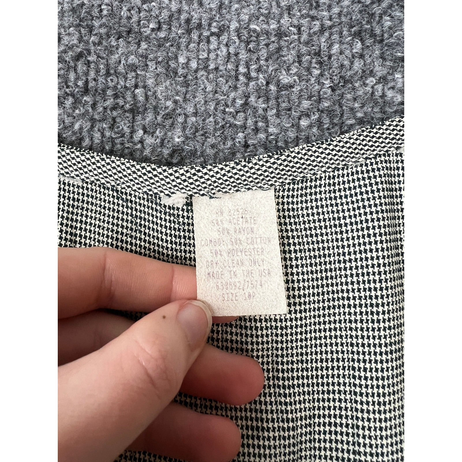 Vintage Midi Dress Cottage Green Houndstooth Button Waist Accent Adjustable Size
