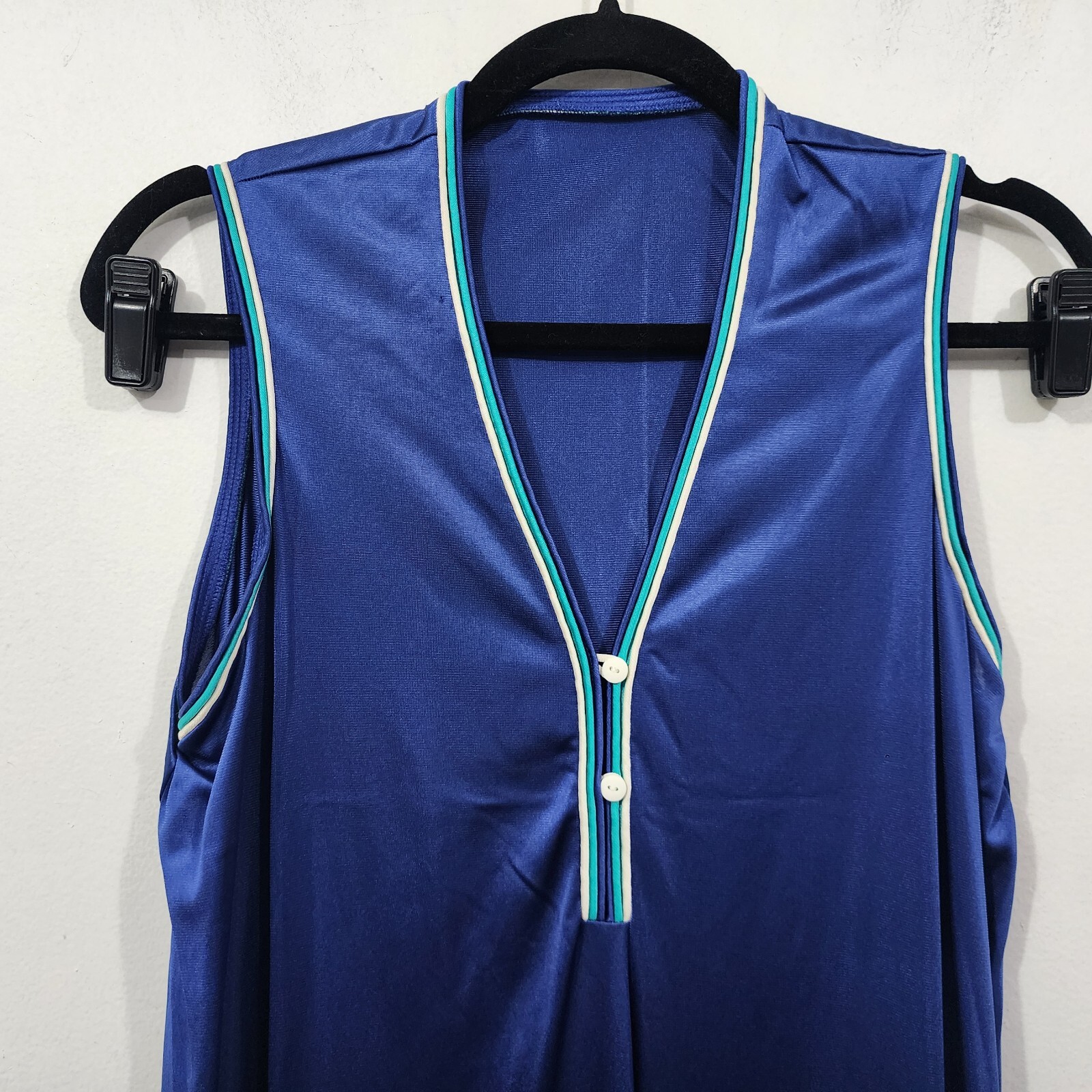 Women’s Vintage 70s XS/S Misses JC Penney Nylon Royal Blue Teal White Piping Cap