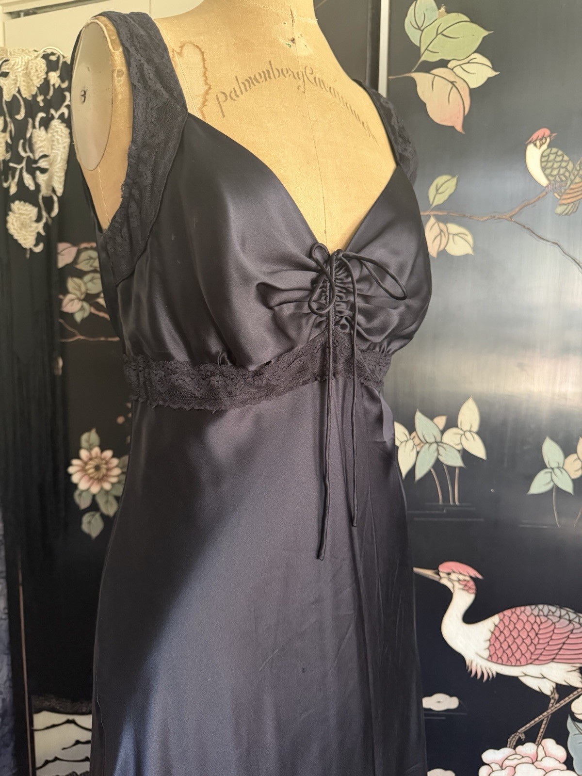 Vintage WDNY Black Silk Slip Dress Maxi Lined Wedding Cocktail Party Glam 6