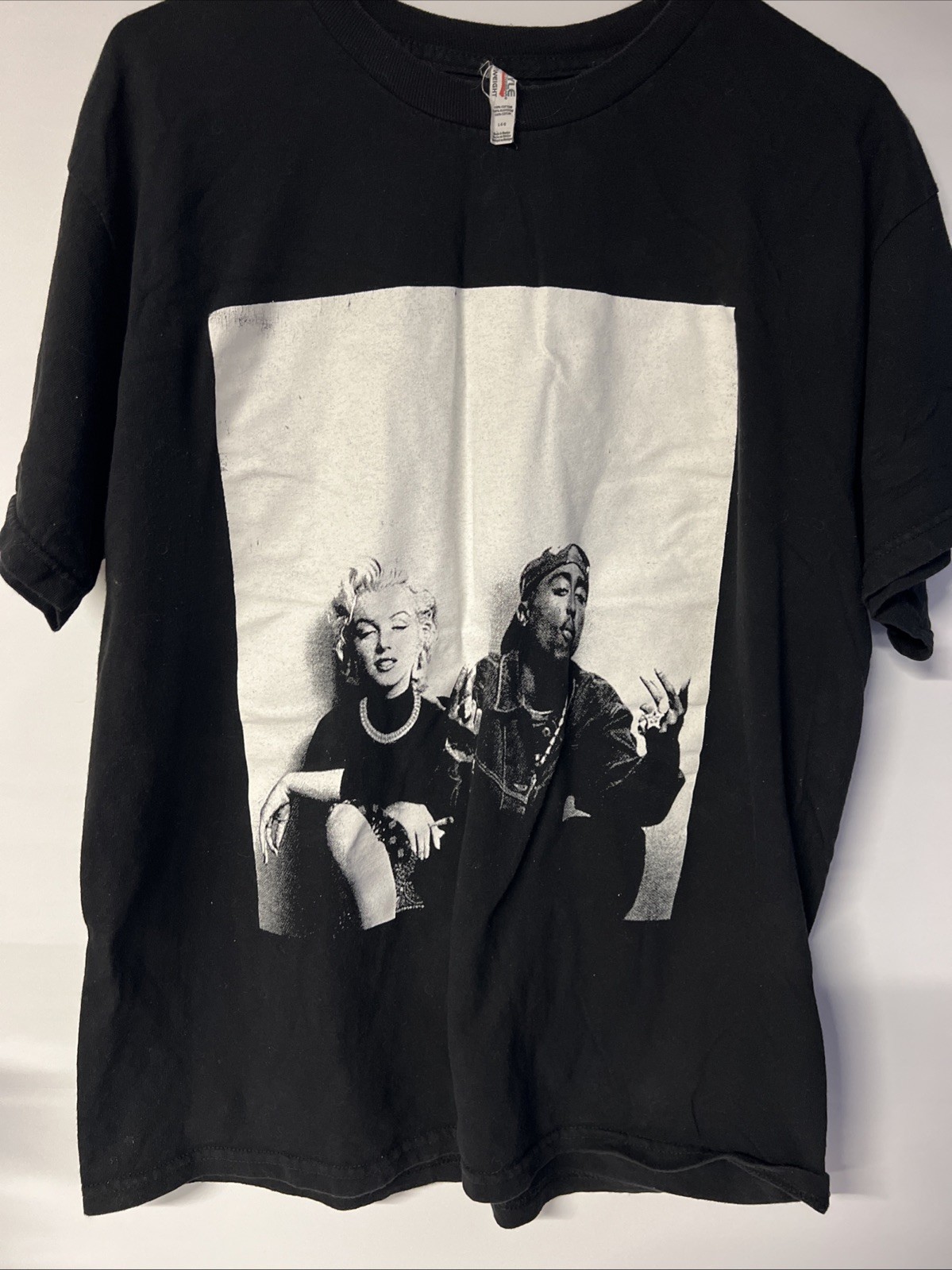 Vintage Alstyle Tupac and Marilyn Monroe Black T-Shirt Tee Sz L