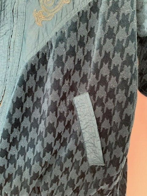 Vtg 80’s Windbreaker Jacket Track teal velour & gold accents Rafael Woman sz 1X