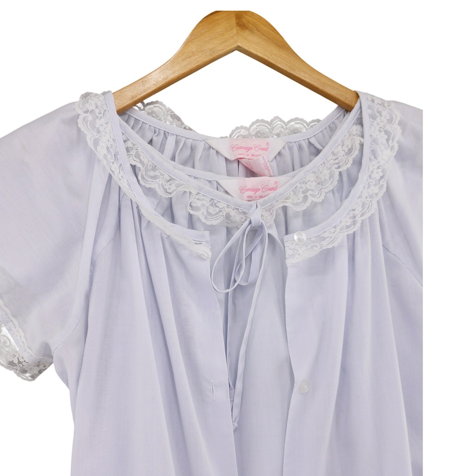 Vintage 2pc Nightgown Robe Set Sz M Lavender Lace Trim Carriage Court Sears