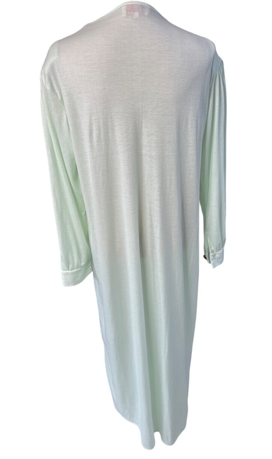 Vintage MM High Fashion Mint Green Nightgown W/Satin Floral Yoke/Pearl Buttons L