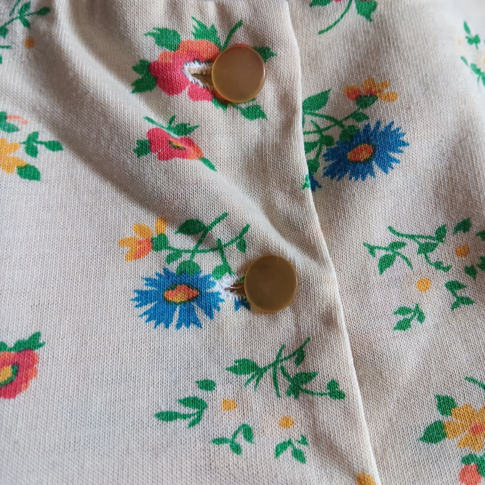 Womens Medium Vtg 70’s Peasant Top Blouse Floral Button-Down Hippie Groovy Mom