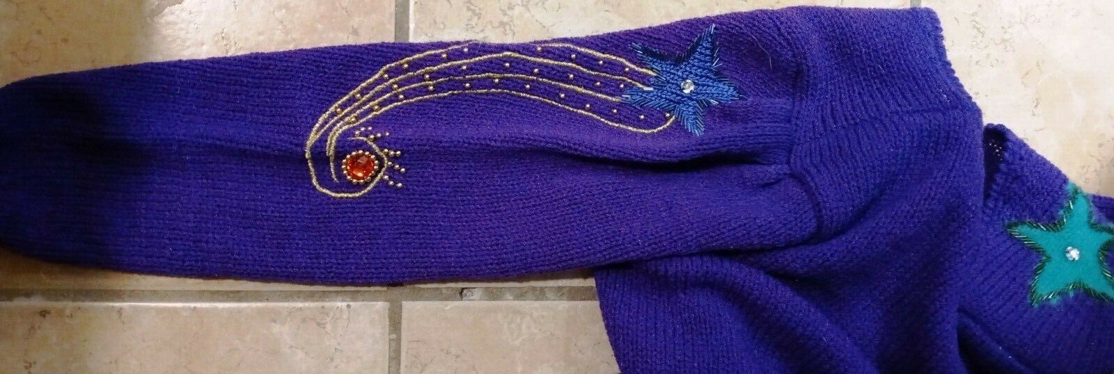 Vintage CHRISTINE Sweater Shimmering Purple Hand Knit Angora Beads Sequins sz S