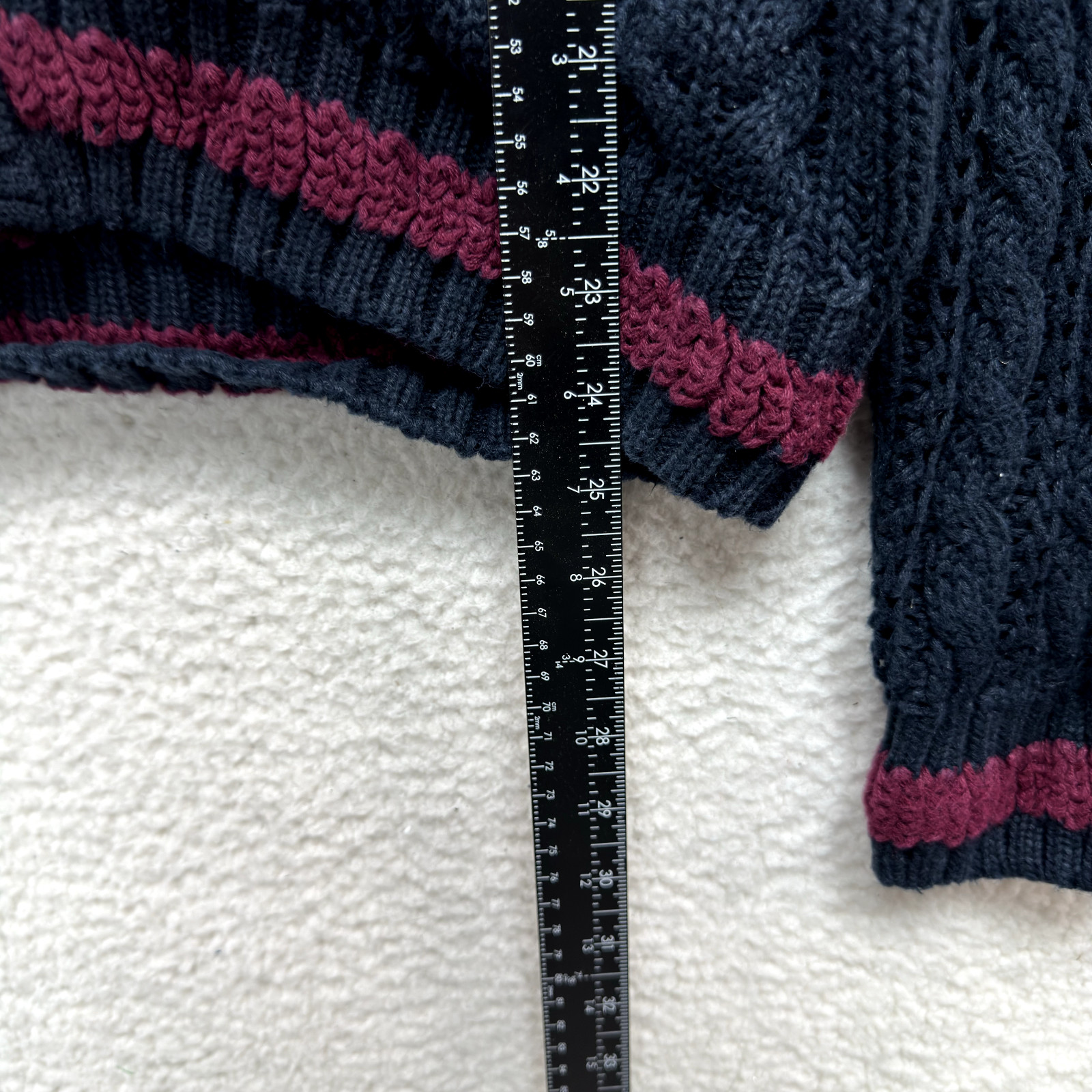 90s Vintage Cardigan Sweater Large Womens Navy Blue Chunky Cable Knit Academia