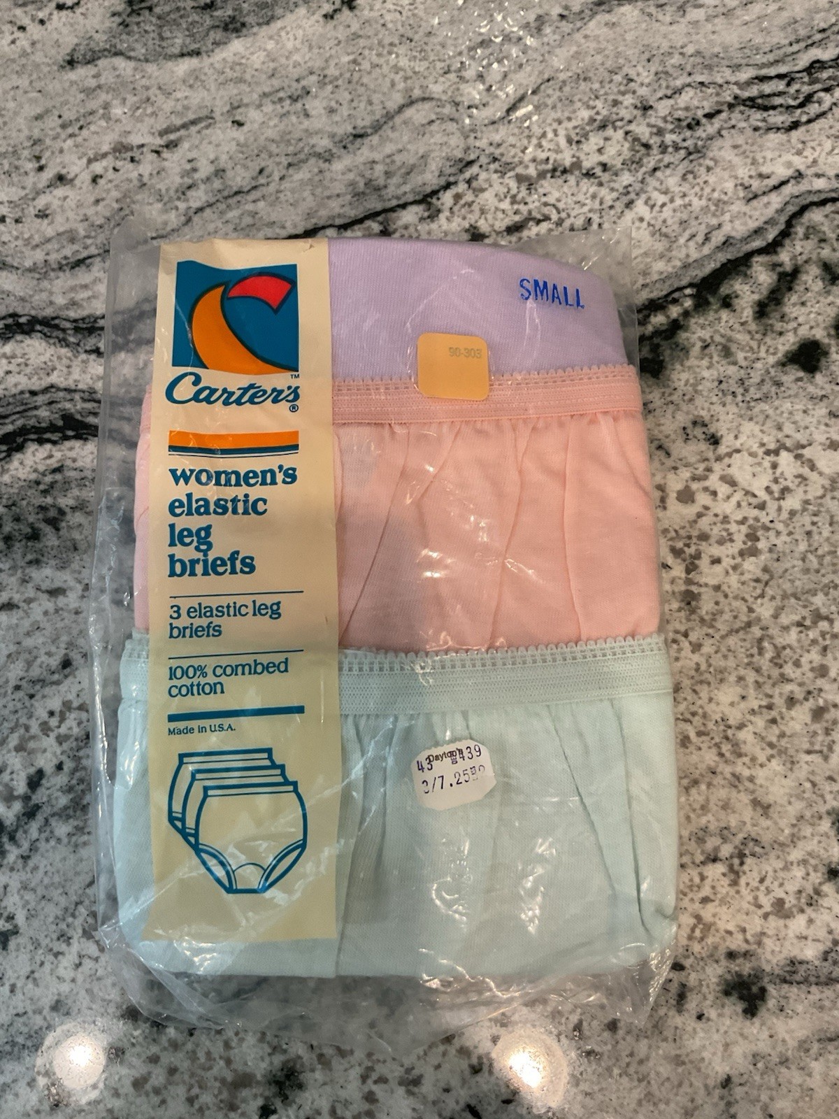 Vintage NOS Carters Womens Combed Cotton Briefs Underwear 3 Pair Small 4 -5