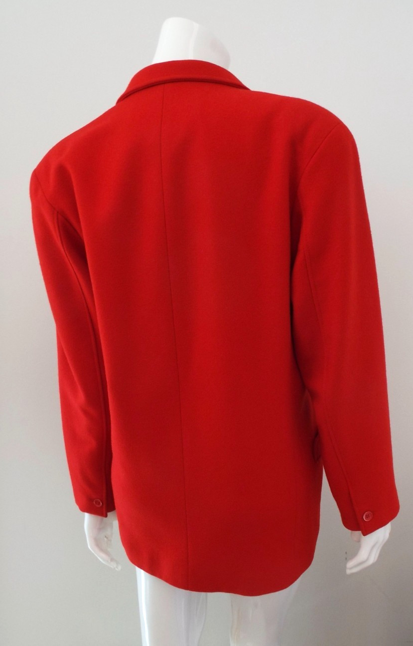 Vintage 1980s KENZO Wool & Cashmere Red Jacket Blazer Coat Size 38 Paris Lined