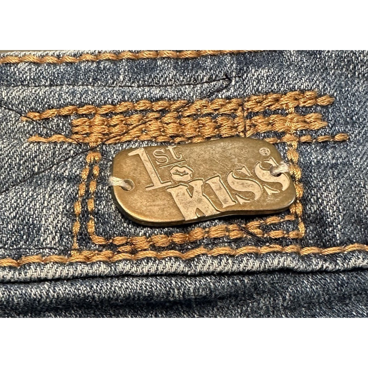 1St Kiss Flare Jeans Women’s Size 7 Blue Stretch Front Pockets Vintage Y2K 90s