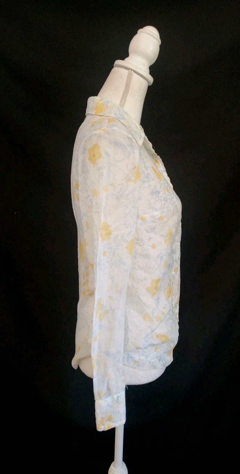 70’s Vintage The Villager Shirt Button Down Top Sheer Featherweight Floral Sz S