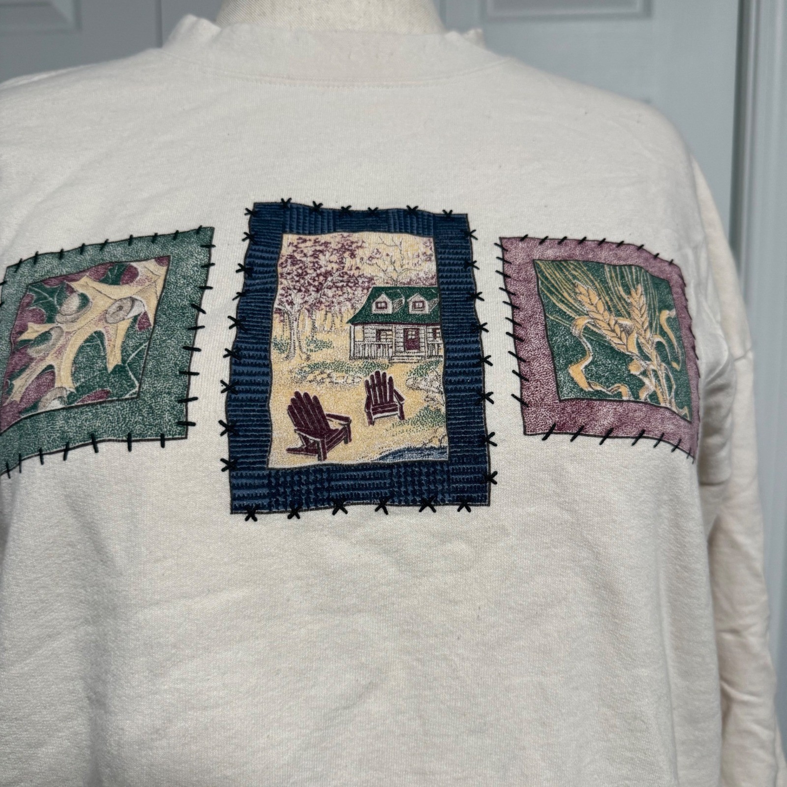 90s Northern Reflections Fall Oversized Med Women Sweater Cottagecore Grandma