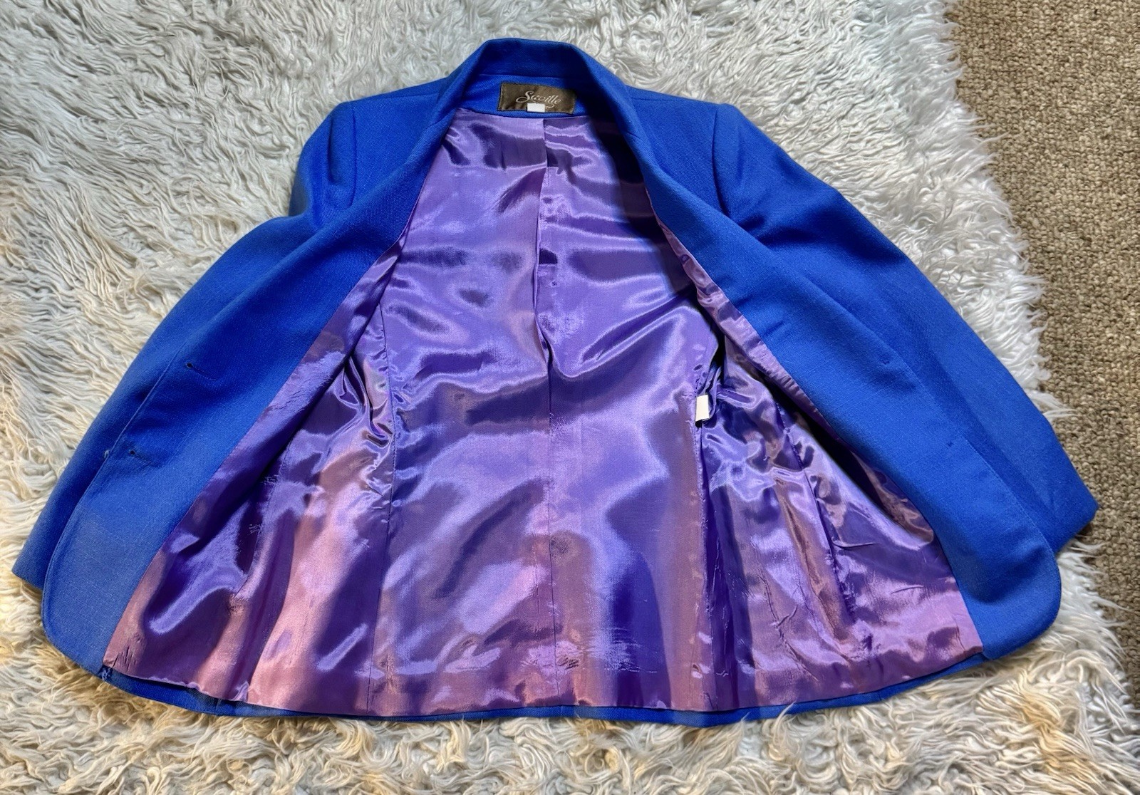 Vtg Saville Blue Blazer Jacket Huge Pockets 6 XS 70s 80s Pearl Buttons Fitted