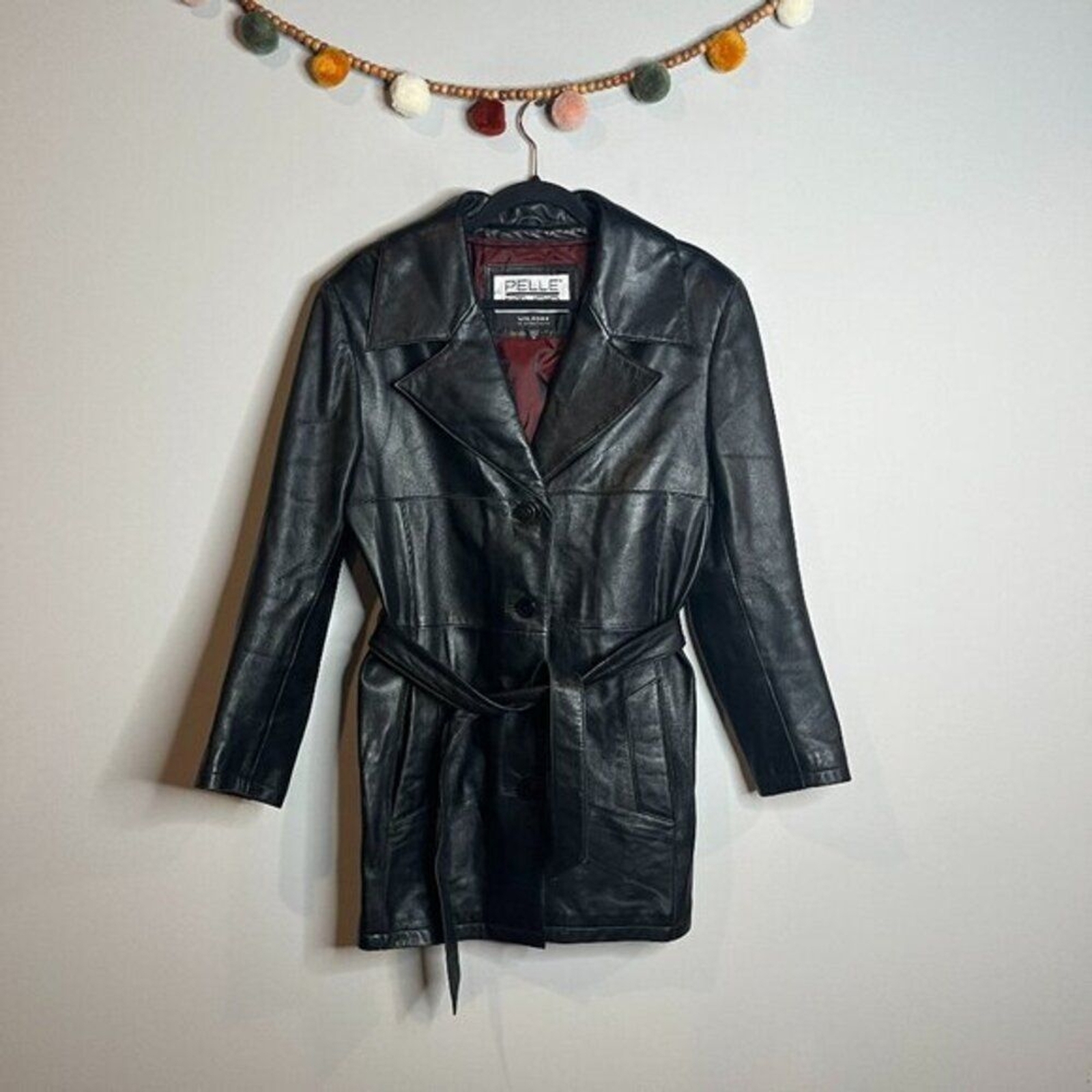 Vintage Wilson’s black leather belted jacket