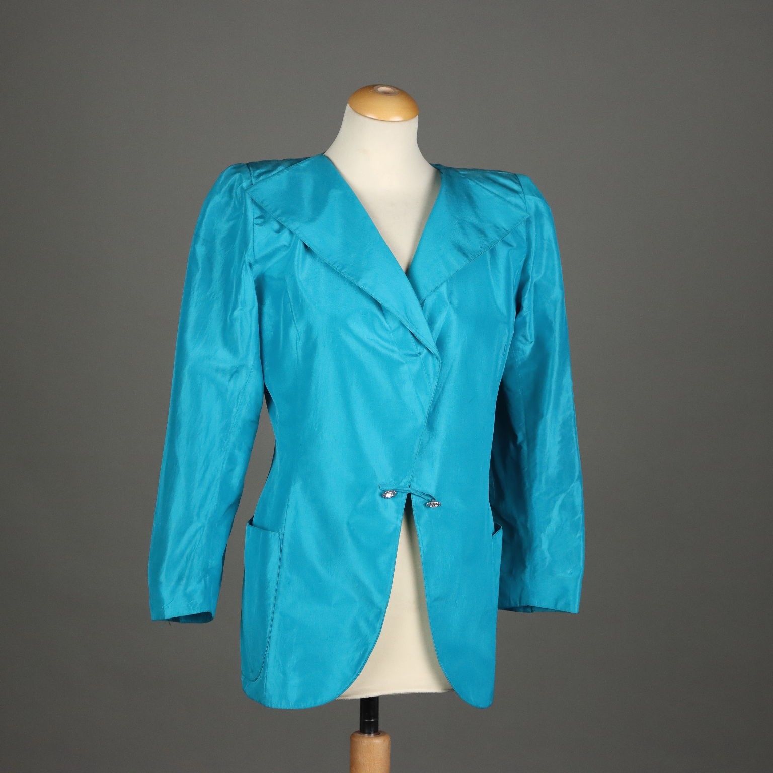 Ungaro Jacket Turquoise Silk US Size 6 Vintage France 1980
