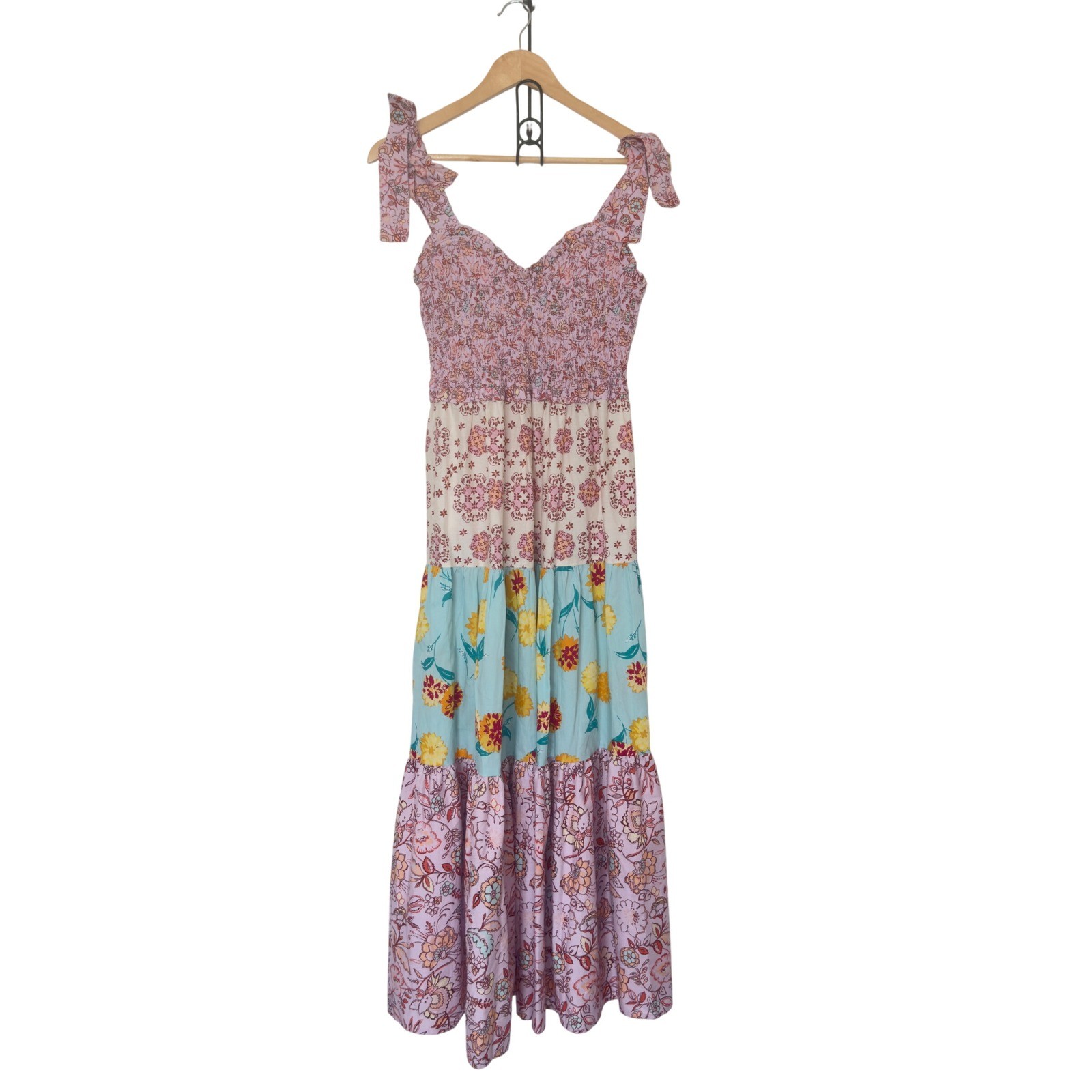 Nanette Lenore Medium Floral Patchwork Cottagecore Prairie Chic Hippie Dress