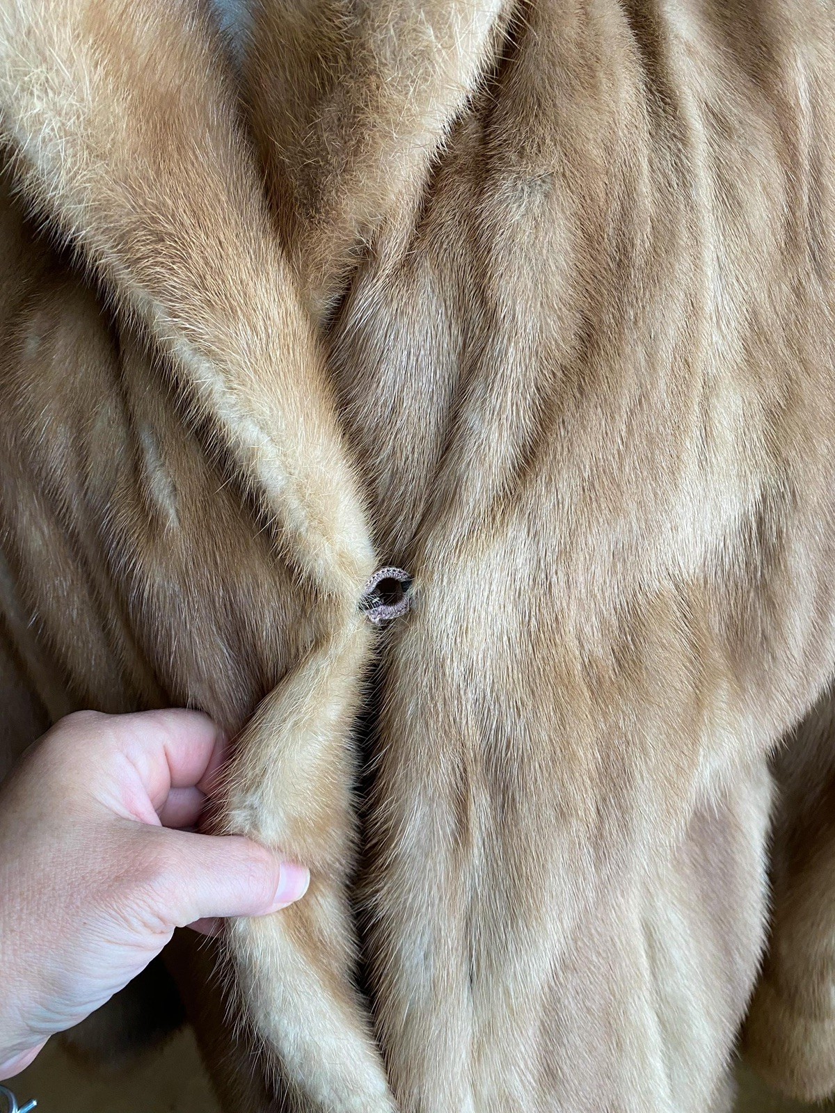 Vintage 60s mink coat midi autumn haze light brown shawl collar 46” bust EUC