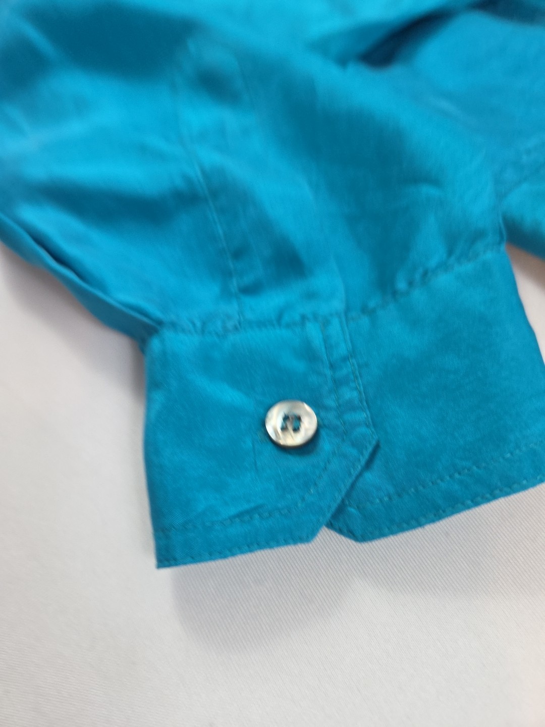 Vintage Compagnie Internationale Express 100% Silk L/S Top Blue/Teal Size Large