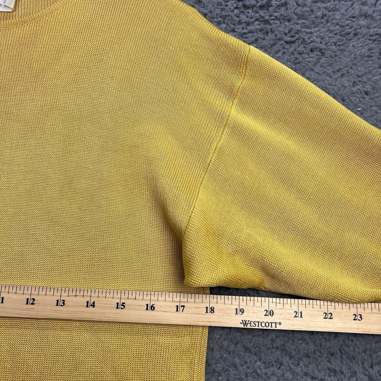 VTG Belford 100% Silk Top Medium Yellow 3/4 Sleeve Quiet Luxury Nautical Beach