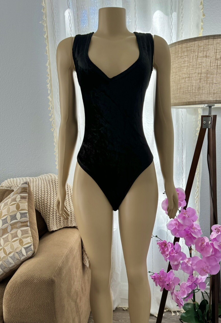 Vintage Sexy Black Velour One Piece Bodysuit Size L BRANDYWINE Tom Bezduda