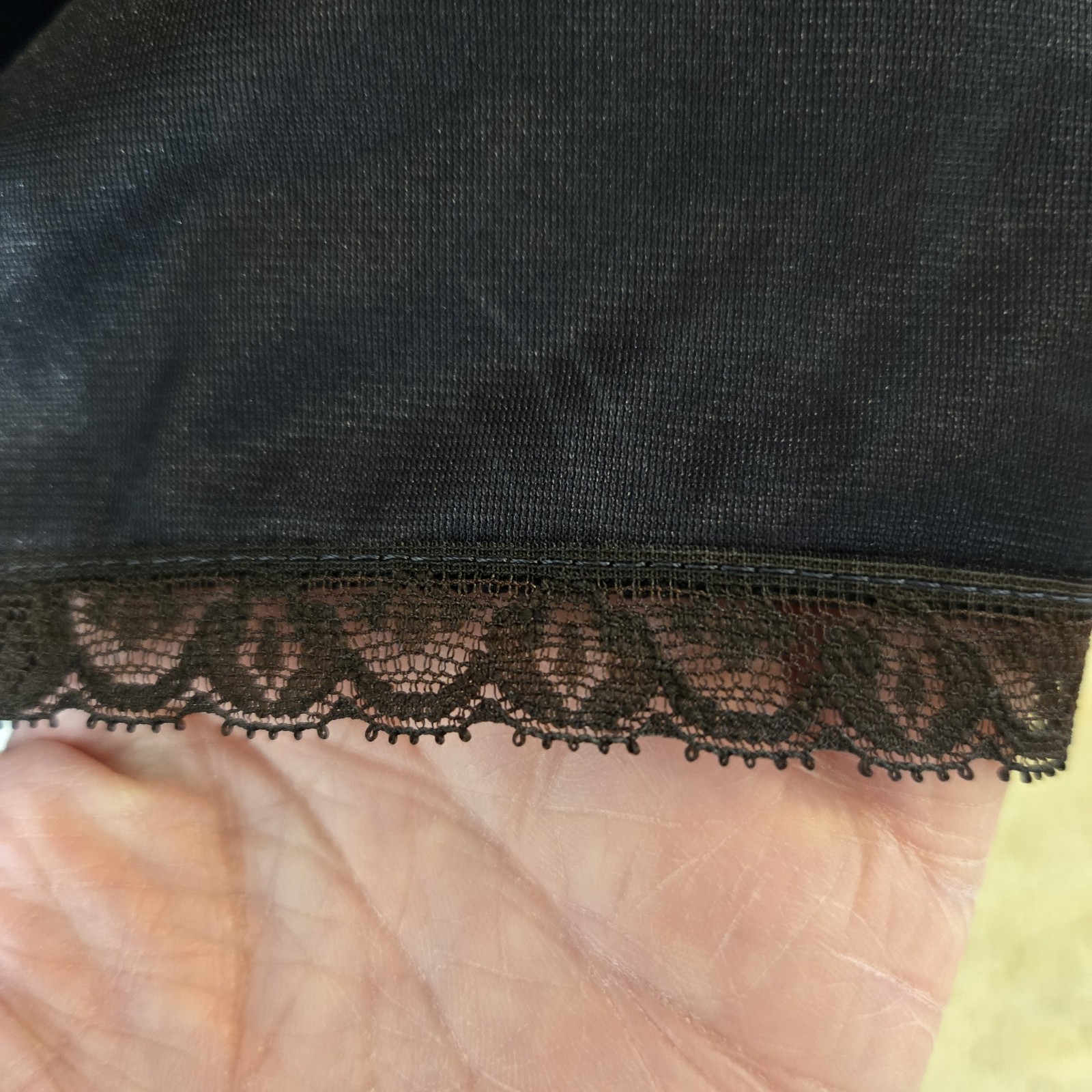 Vintage Movie Star Black Nylon Lace Full Slip Sz 40 USA Pinup Old Hollywood M/L