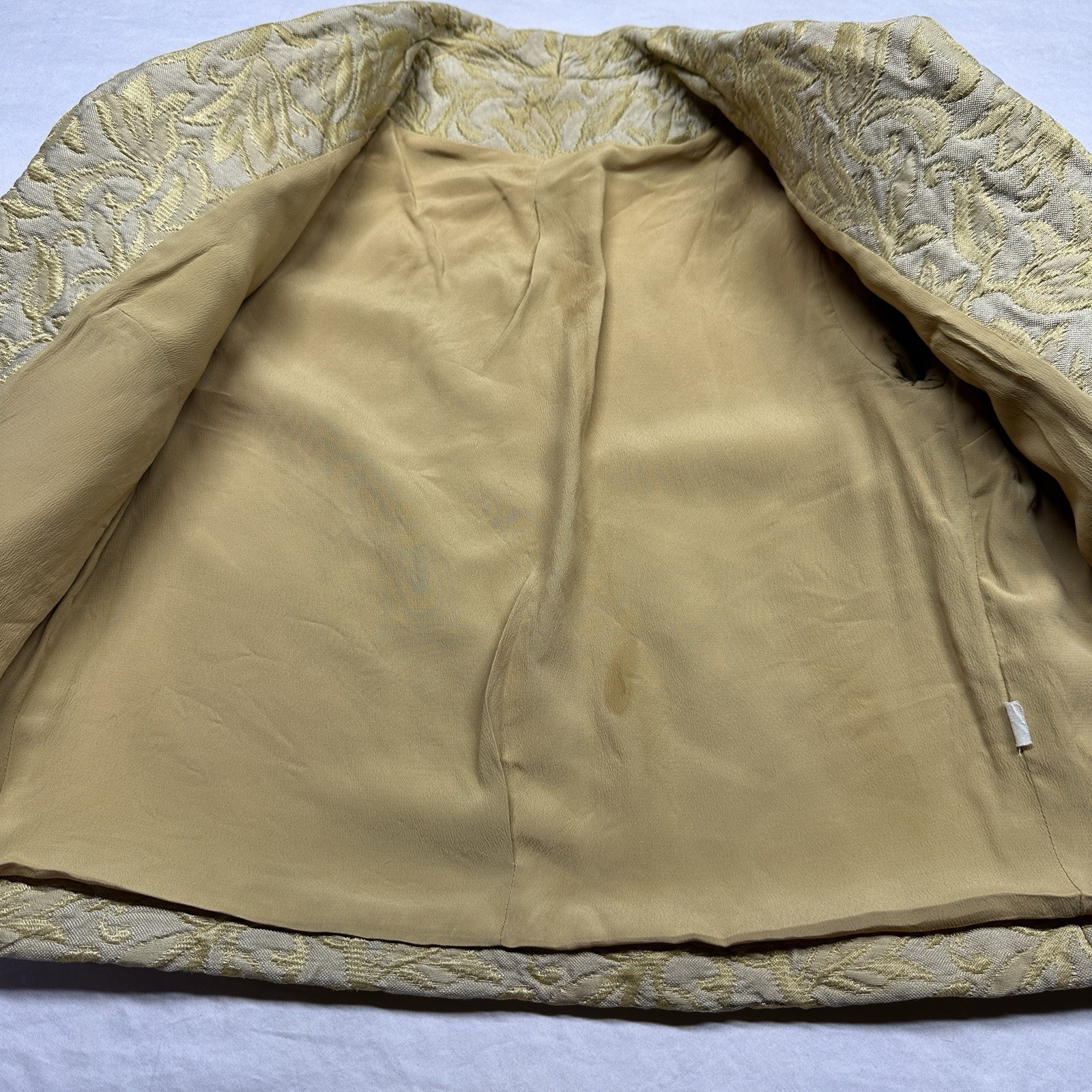 Vintage Womens Brocade 3-Piece Skirt Suit Size XS/S Gold Jacquard