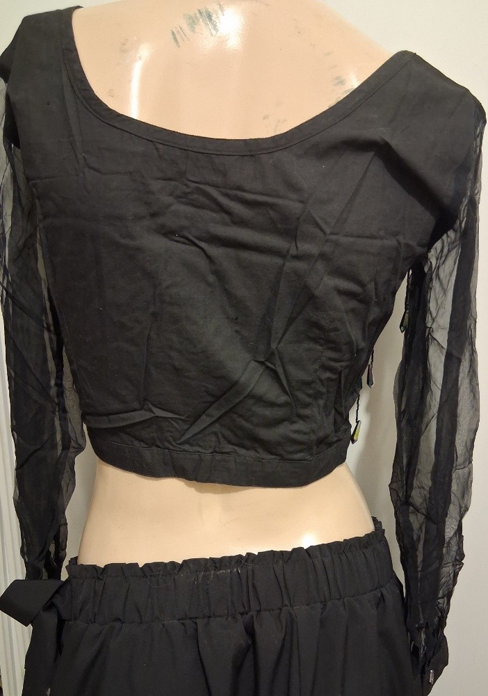 Vintage 90s Joujou Beaded Sheer Sleeve Crop Top Festival Fairycore Y2K Small