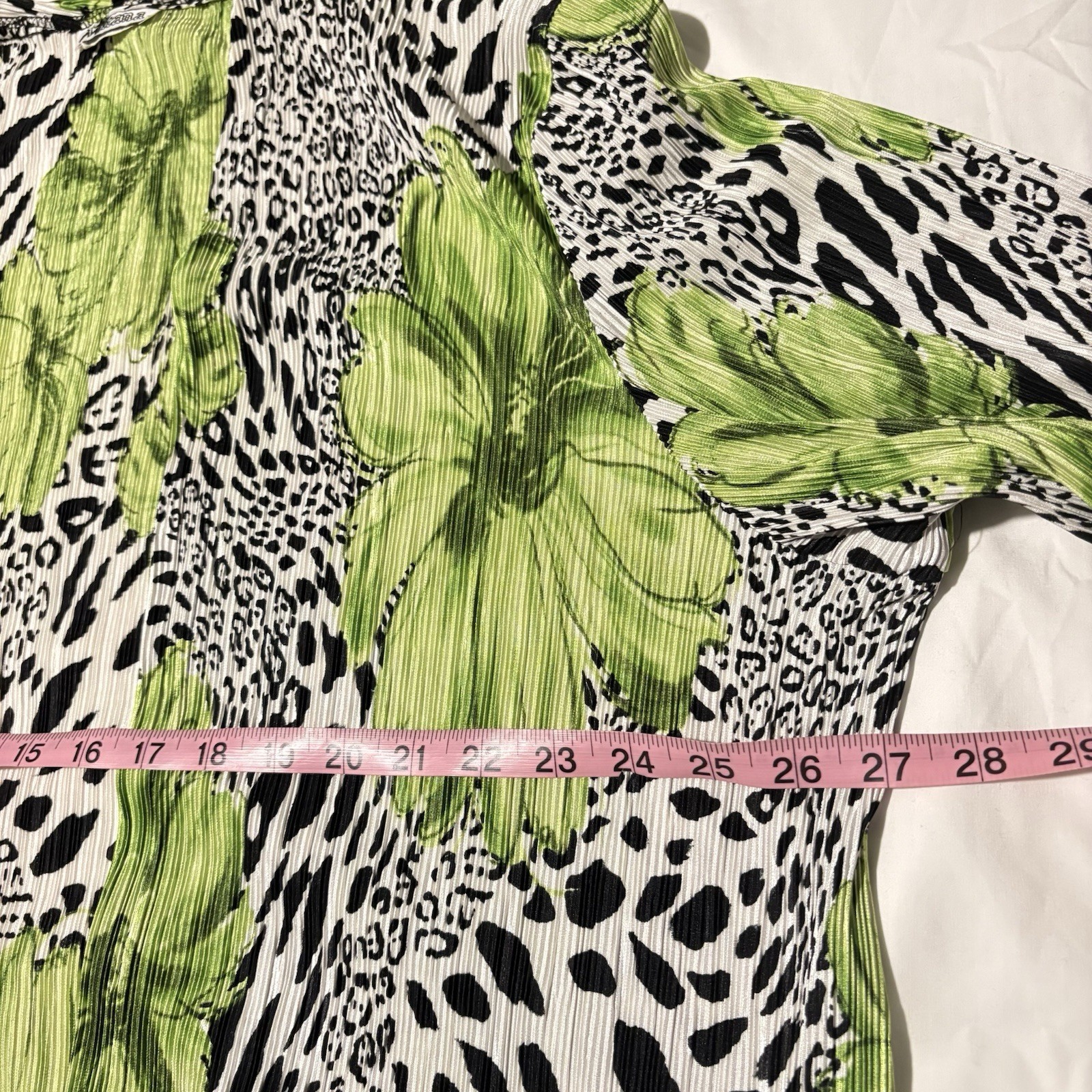 Matana Cardigan Women Plus 2X Open Front Lime Green Animal Print Floral Tropical