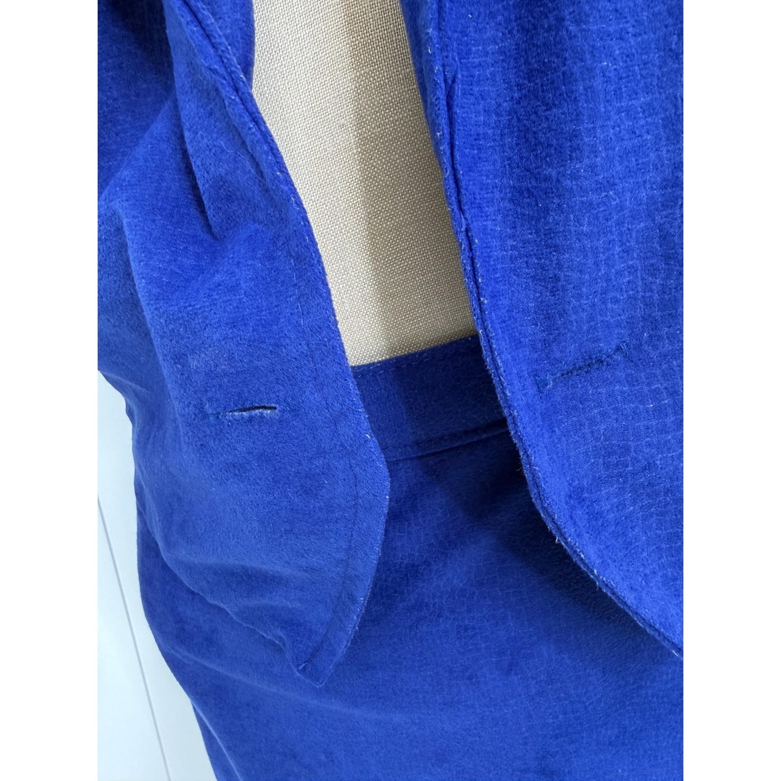 Vintage By Choice A Byer Royal Blue Skirt Suit Women Size 3 80s Power Suit Crop