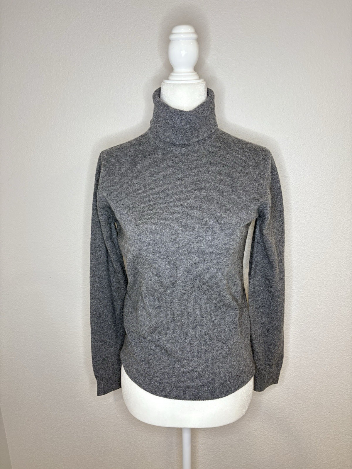 Vintage Ballantyne of Peebles 100% Cashmere Turtleneck Sweater Heather Gray Sz S
