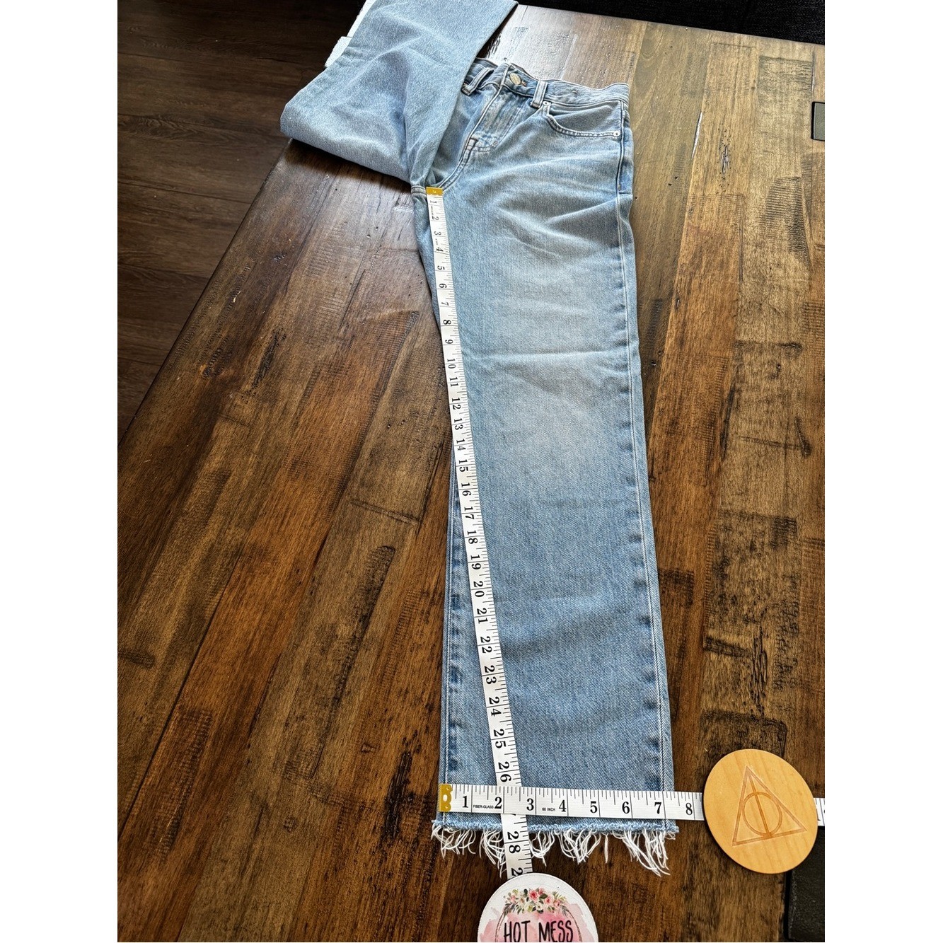 Madewell Petite ’90s Straight Jeans Revoir Wash High Rise Raw Hem 24P Rigid