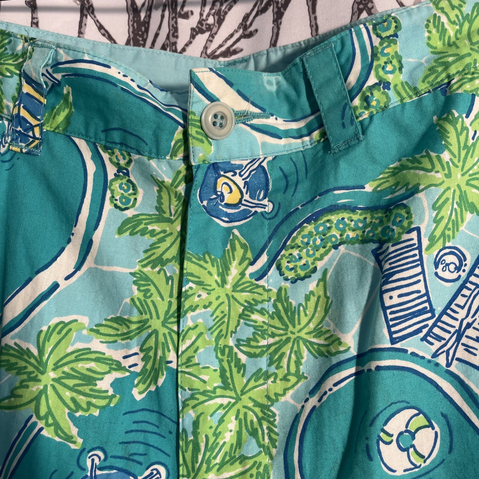 Lilly Pulitzer Size 34 Greens Pool Tropical Pants Vacation/Cruise