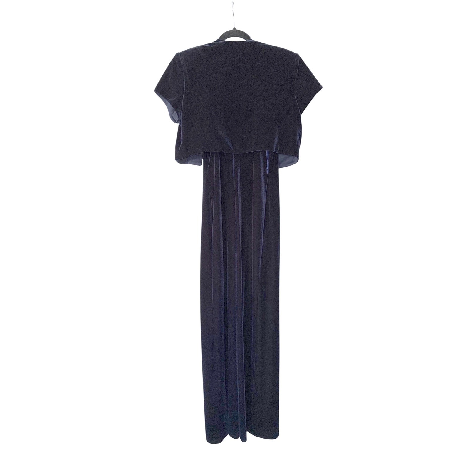J.R. Nites Navy Blue Velvet Beaded Maxi Dress and Bolero Jacket Set Vintage 10