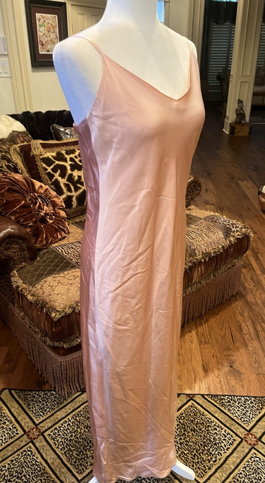 Vintage 90’s Martha Phillips 100% silk Long Pink Slip Dress Elegant Evening Gown