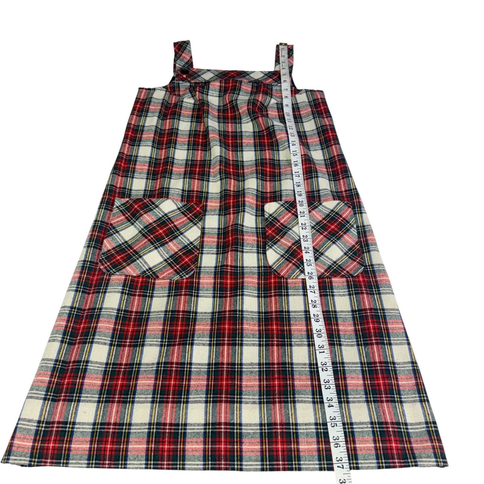 Sears JR Bazaar Vintage Plaid Pinafore Jumper Dress Dark Academia Preppy Cottage